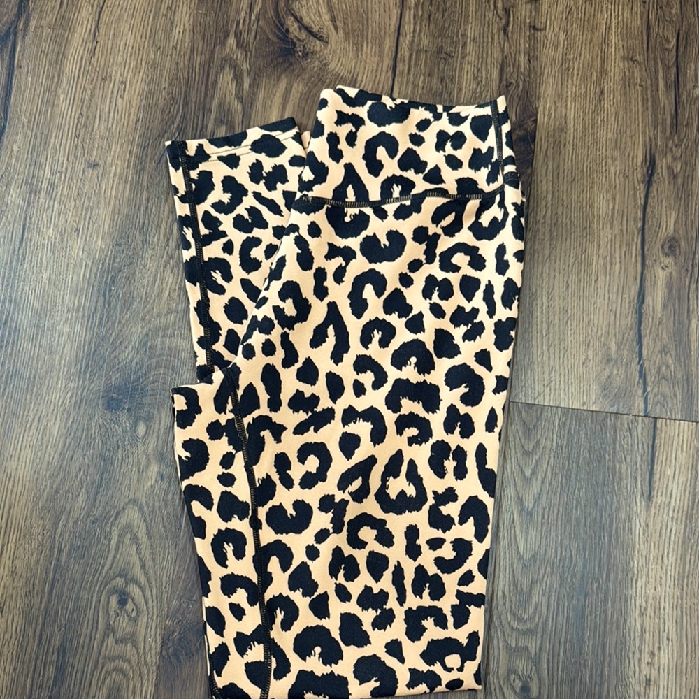 Leopard Print High-Rise Leggings - Black & Cream